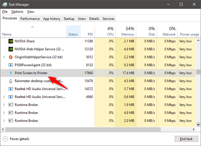 PrintScreenToPrinter a besoin d'une infime quantité de ressources système