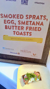 Widmer Brothers Brewing Sandwich Invitational presented by Dave's Killer Bread, Feast 2014. Bonnie Morales of Kachka (Portland, OR) earned the Judge's Choice award with her Smoked Sprats, Egg, Smetana on Butter Fried Toasts