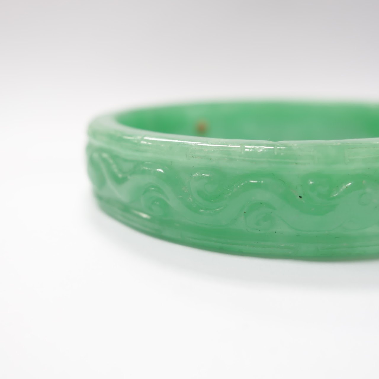 Green Carved Jade Bangle