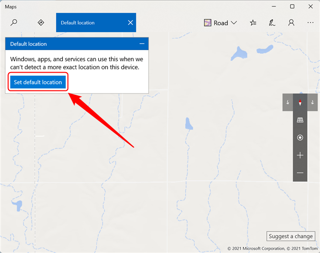 Cliquez ou appuyez sur Définir l'emplacement par défaut