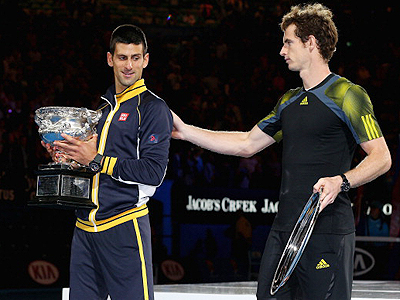 Both players produced superb service games throughout the match with Djokovic the first to achieve a break in the eighth game of the third set, propelling him to the brink of the title after the pair had shared tiebreaks in the first two sets.