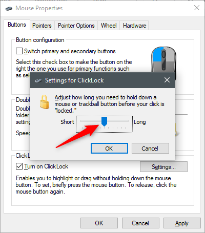 Ajuste de la configuración de ClickLock