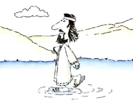enerģijas dzēriena iespaidā Jēzus staigā pa ūdens virsu