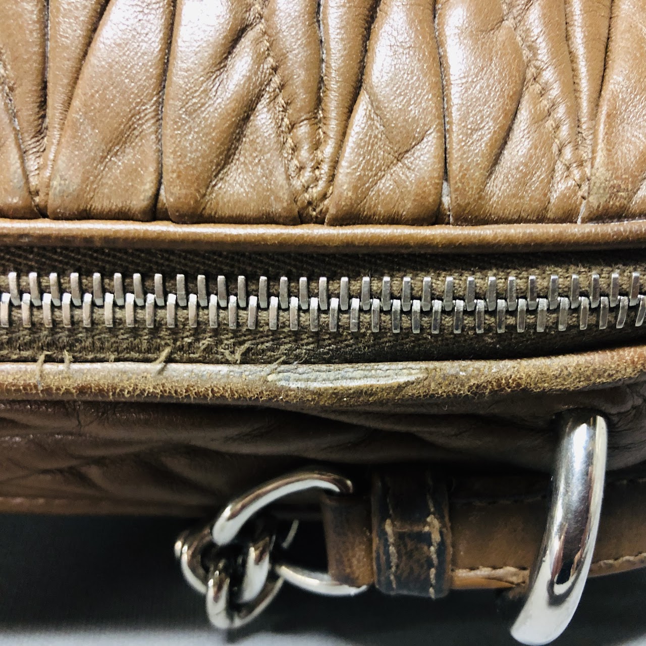 Miu Miu Ruched Leather Shoulder Bag