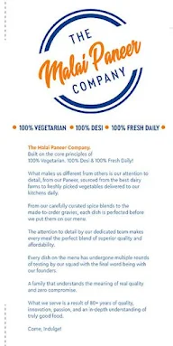 The Malai Paneer Company menu 3