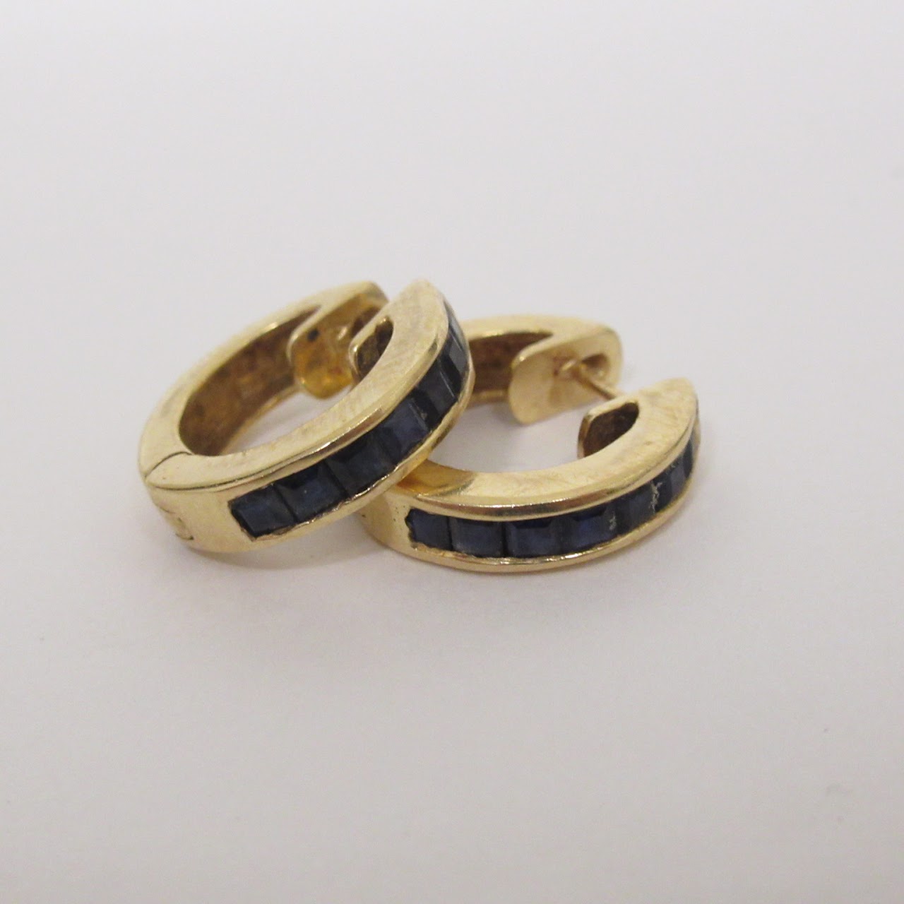 10K Gold & Blue Stone Earrings