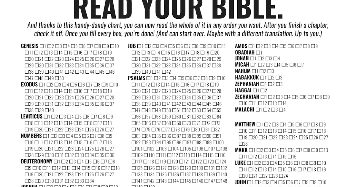 Read Your Bible In A Year Chart