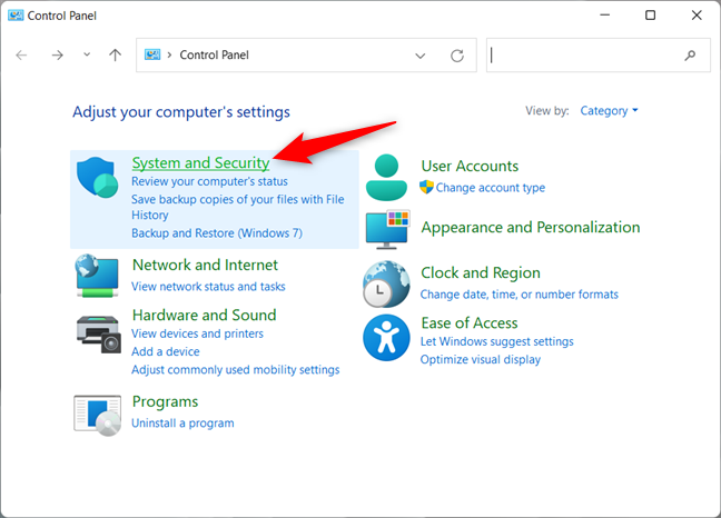 Toegang tot Systeem en beveiliging via het Configuratiescherm in Windows 10 en Windows 11