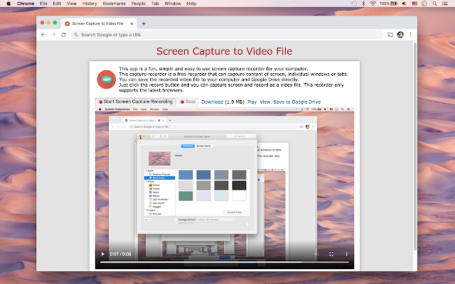 Screenshot of Screen Capture to Video File