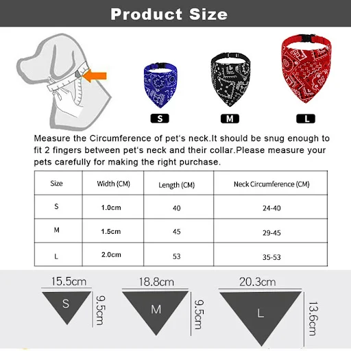 Dog Bandana Collar Scarf for Puppy & Cat Small Medium Large Dogs Adjustable Collars Pet Handkerchief Bibs Dress-up Acces