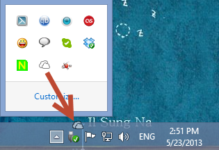 Área de notificación, Personalizar, Windows 7, Windows 8