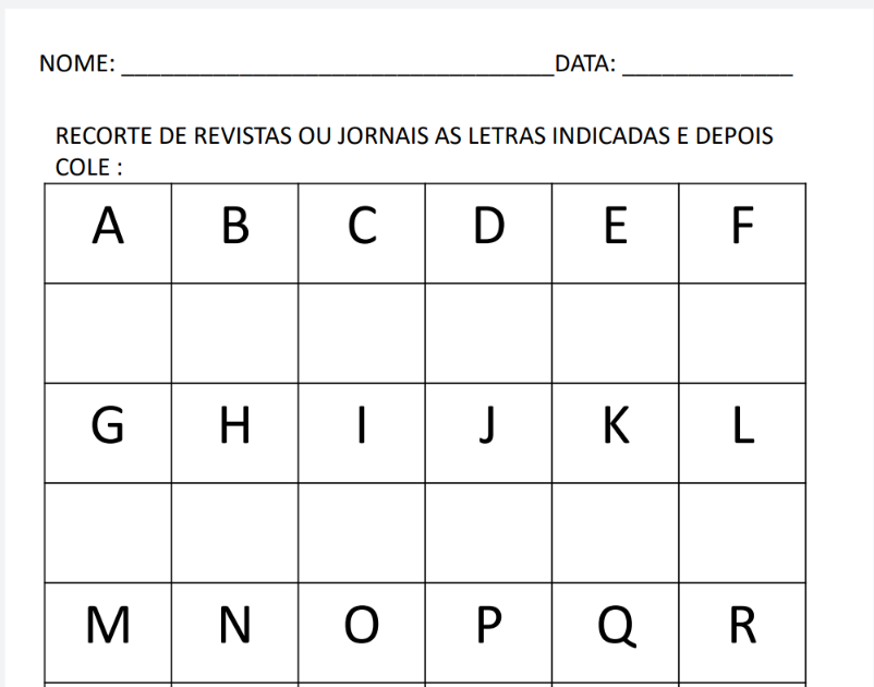 Atividade Para Recorte E Colagem Do Alfabeto