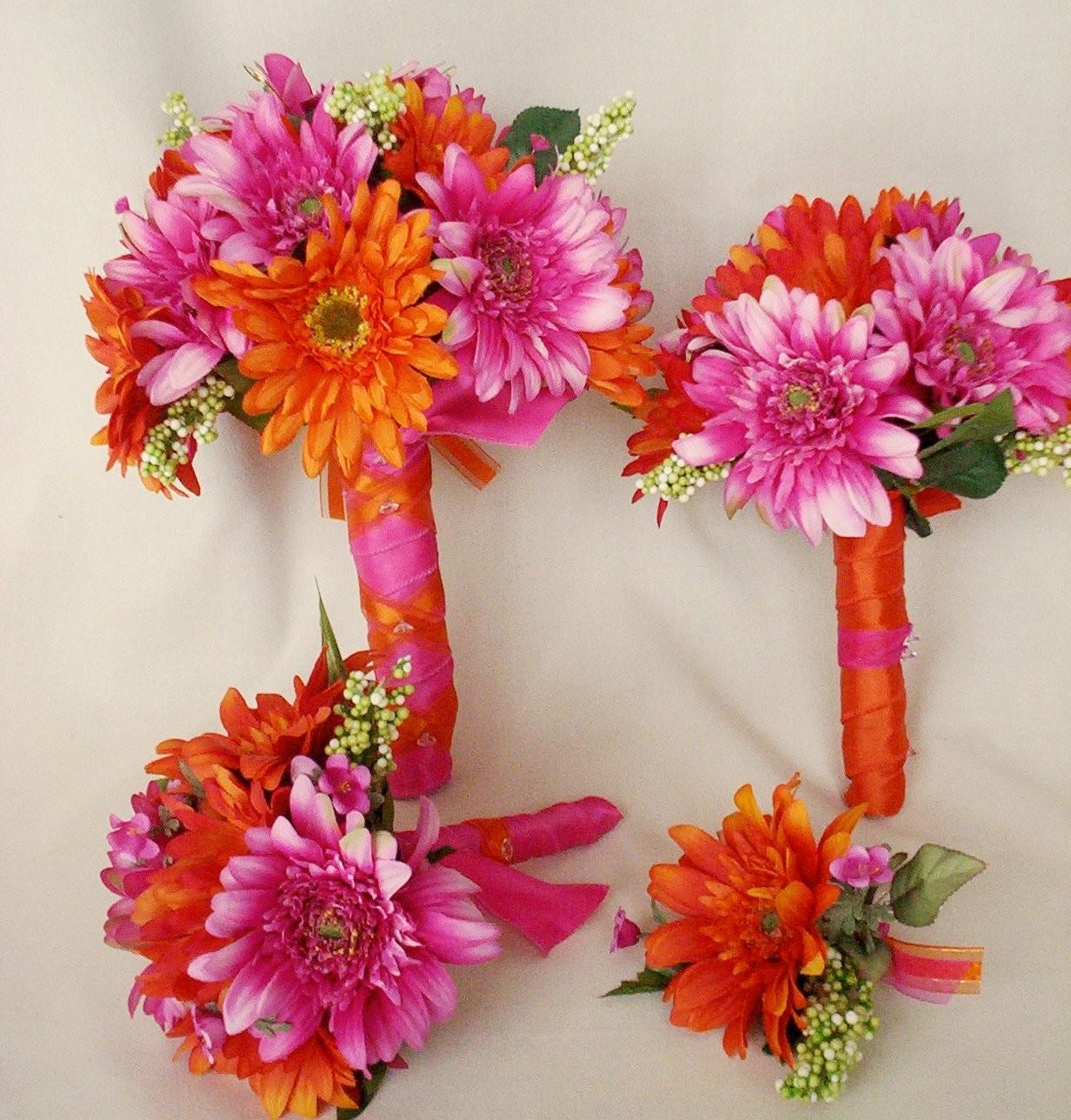 Hot Pink Orange Wedding