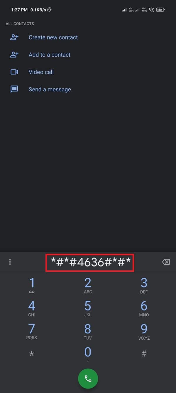 デバイスのダイヤルパッドを開き、## 4636##|と入力します。 お使いの携帯電話が4gVolteをサポートしているかどうかを確認する方法は？