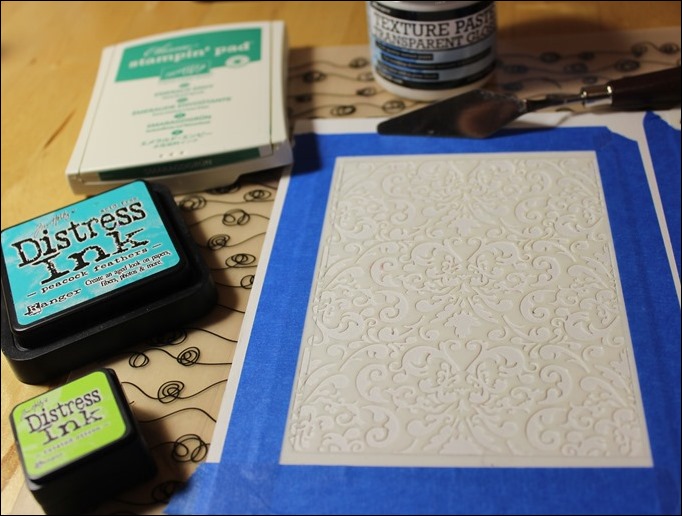 Embossing Paste Perfect Pearls Distress Ink Tim Holtz Stencil Stampin Up Love you Lots Frog Card 04