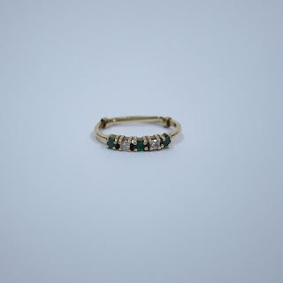 14K Gold, Diamond, and Emerald Ring