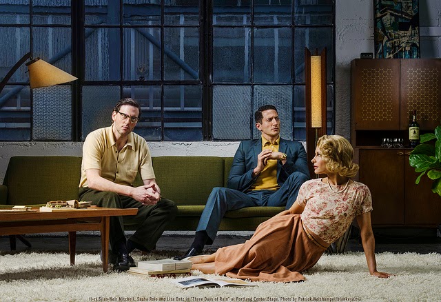 (l-r) Silas Weir Mitchell, Sasha Roiz and Lisa Datz in “Three Days of Rain” at Portland Center Stage. Photo by Patrick Weishampel/www.blankeye.tv.