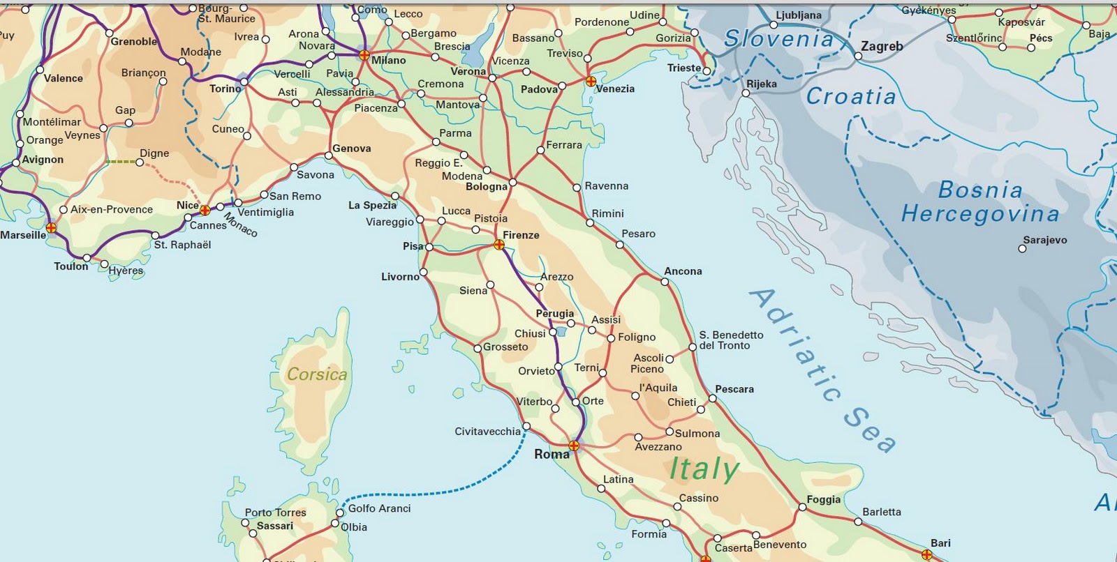 Printable Italy Train Map