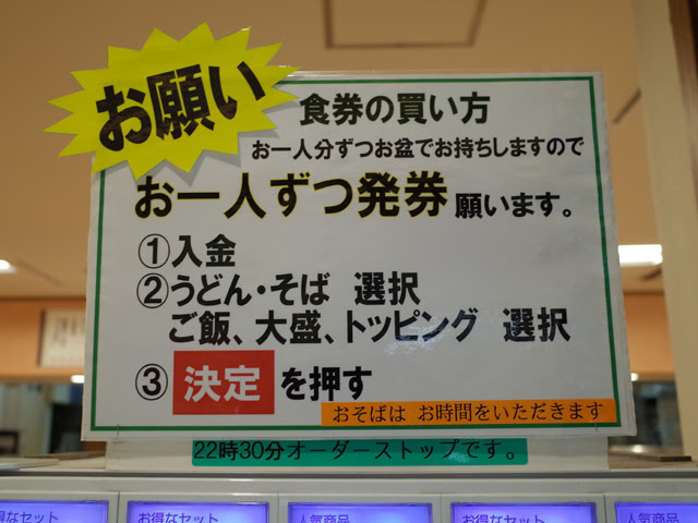 腱引きの上に書かれた食券の買い方