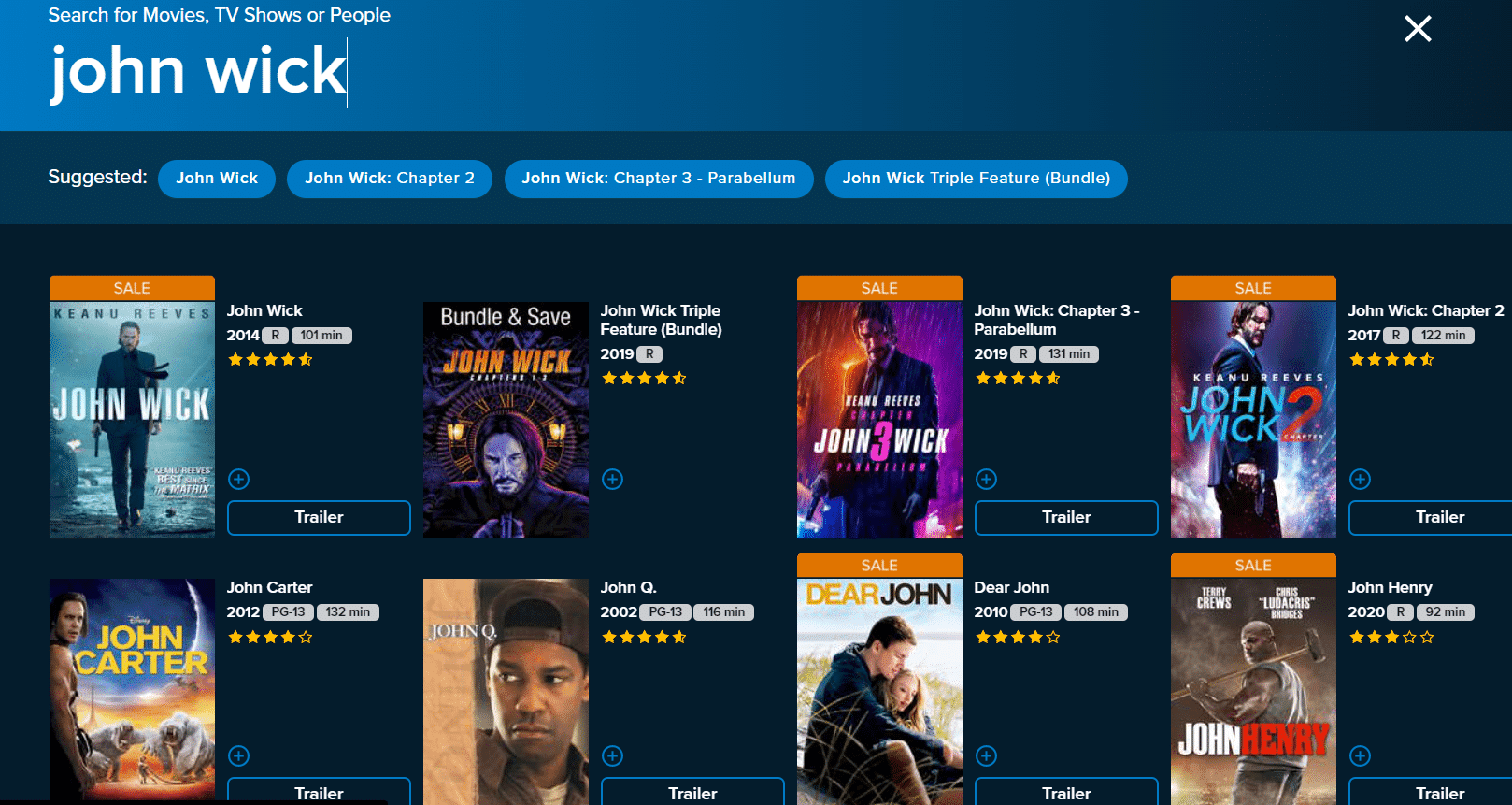 John wick vudu moview และหน้าทีวี  John Wick สตรีมได้ทุกที่หรือไม่