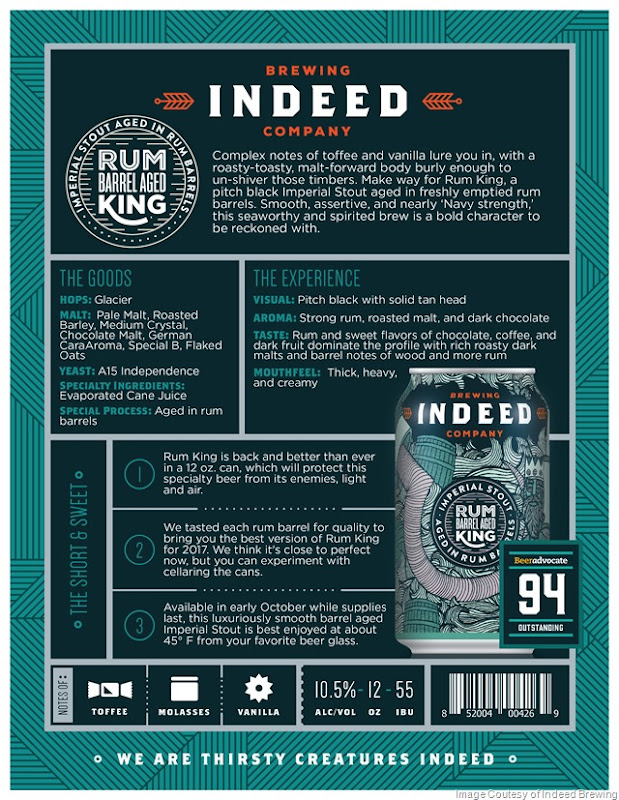 Indeed Brewing Rum King Coming 10/16 (Pre-Release Today)