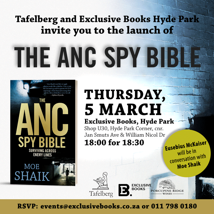 Join Shaik in conversation with Eusebius McKaiser at Exclusive Books Hyde Park on March 5.