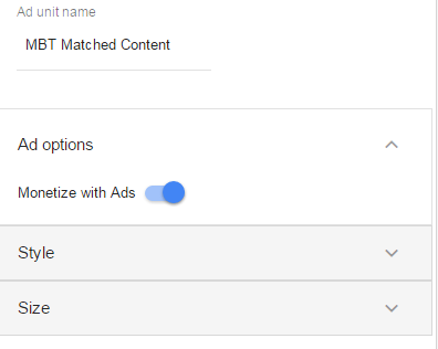 Monetize AdSense Matched Content Unit