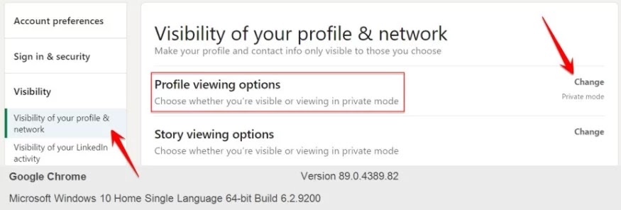 Visibility of your profile & network.