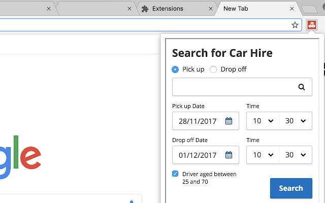 Cheapest Rental Car Price Finder chrome extension