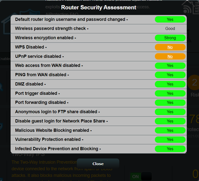 Los resultados de la evaluación de seguridad del enrutador