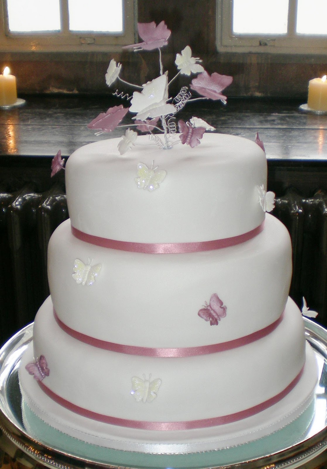 Purple Butterfly Wedding Cake