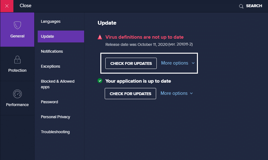 Update Avast