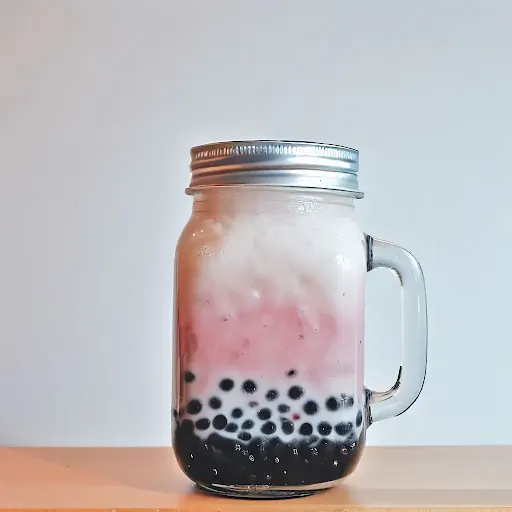 Taro Strawberry Bubble Milk [450 Ml, Mason Jar]
