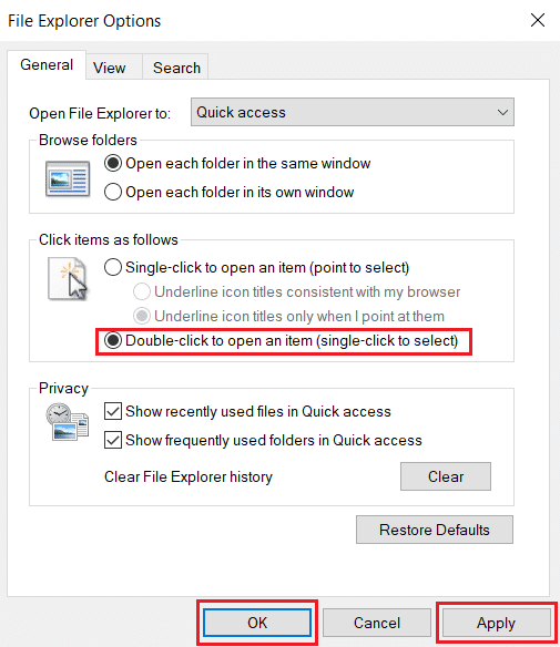 Haga doble clic para abrir un elemento (un solo clic para seleccionar) Solucione el problema del doble clic del mouse Logitech