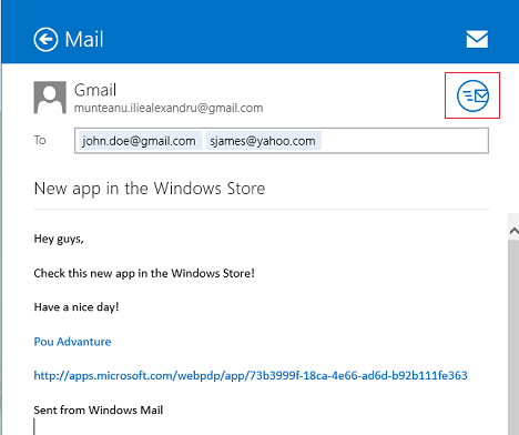 Windows 8.1, app, giochi, Store, condividi, e-mail, link, screenshot, facebook