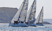 J/97 racer-cruiser sailboats- sailing  upwind