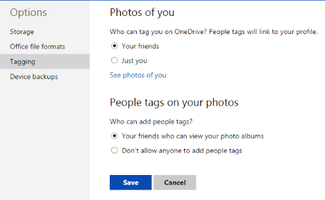 OneDrive, sito Web, configurazione, archiviazione, formato, tag, foto