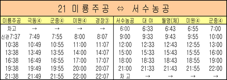 파일:군산시 시내버스 21번 시간표.jpg