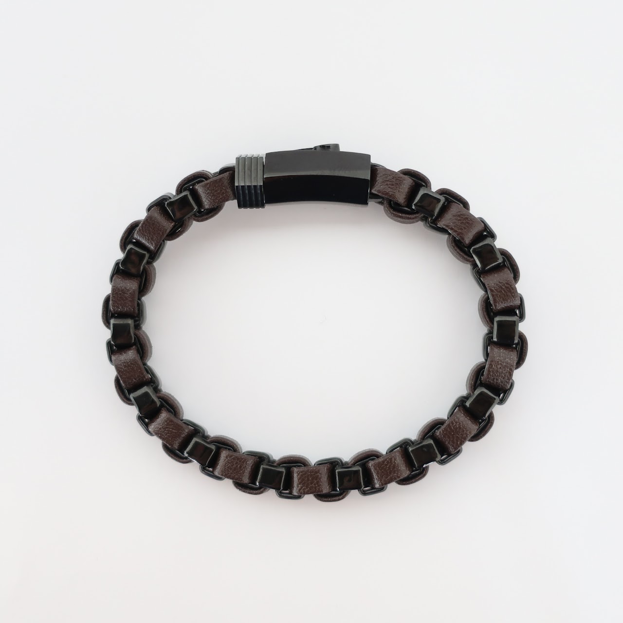 R.H. Macy & Co. NEW Mens Steel and Leather Bracelet