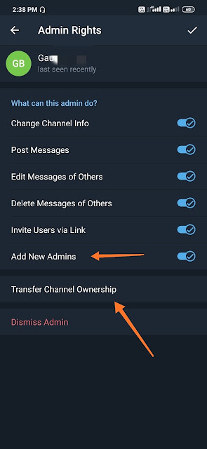 How to transfer channel or group ownership in Telegram