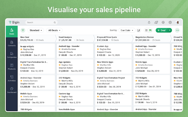 Screenshot of Bigin by Zoho CRM