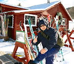 My friend Mason Callejas putting on his cross-country skis, at Whitegrass, in Davis, West Virginia, December 2008.