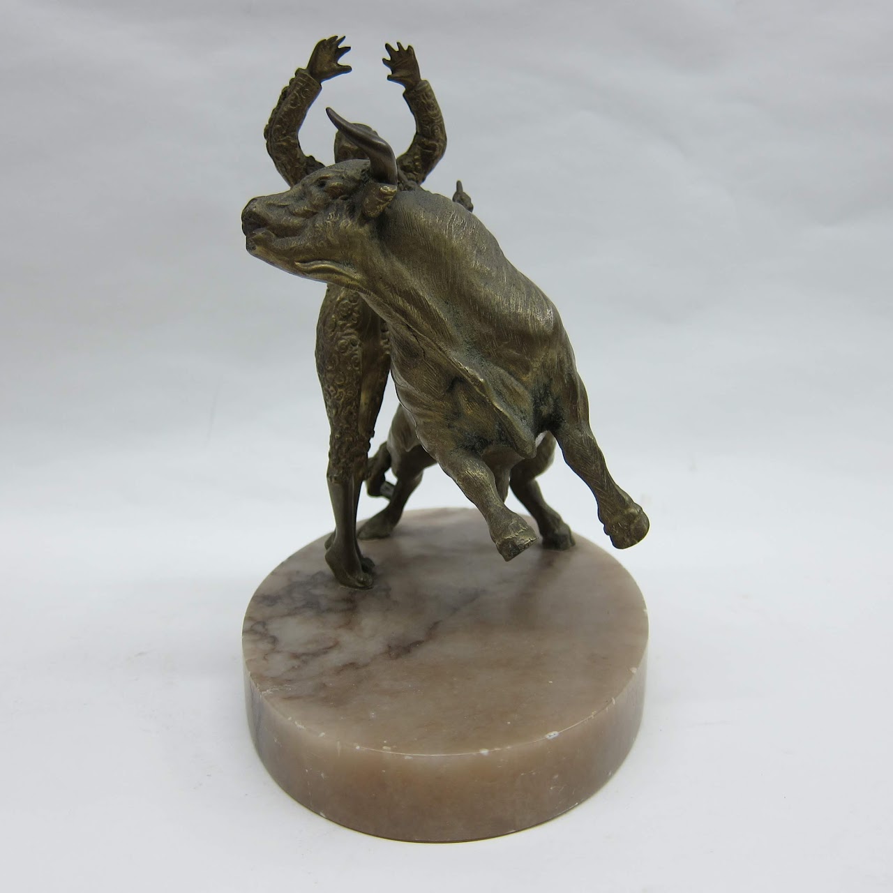 Brass Matador and Bull Sculpture