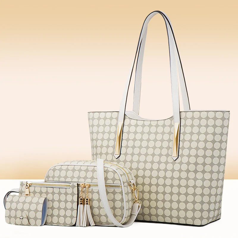 Fashion Polka Dot Four-piece Mother-in-law Bag with Tassel Crossbody, a stylish and versatile choice for everyday use an