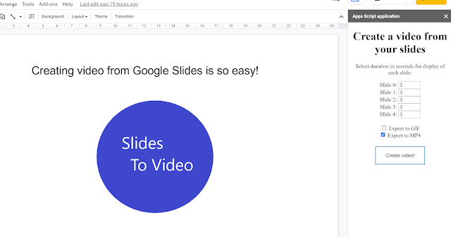 Screenshot of Slides to Video - Create video and GIF from Slides