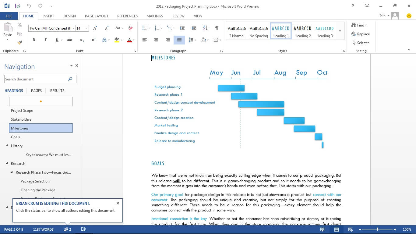 Microsoft Word-interface om u een idee te geven