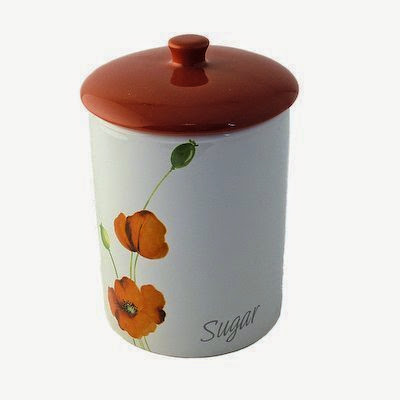  Rayware Alpine Poppy Sugar Jar, White and Red