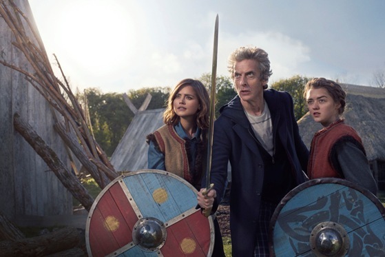 Clara The Doctor and Ashildr in Doctor Who - The Girl Who Died