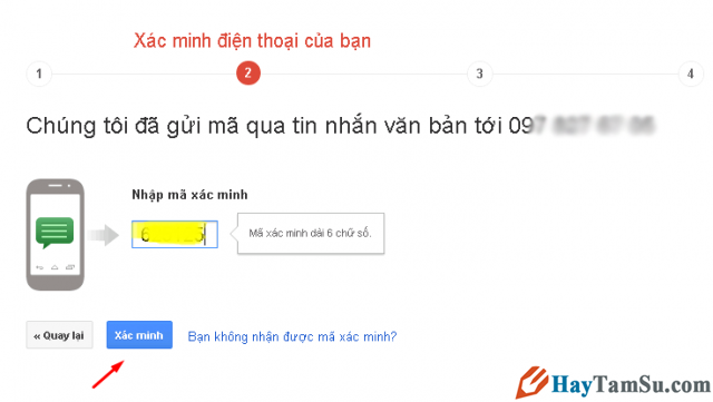 nhập mã xác thực