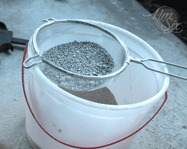 Straining large stones out of conrete